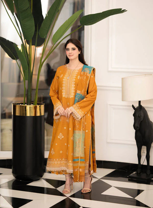 GOLDEN EMB STICHED 3PC